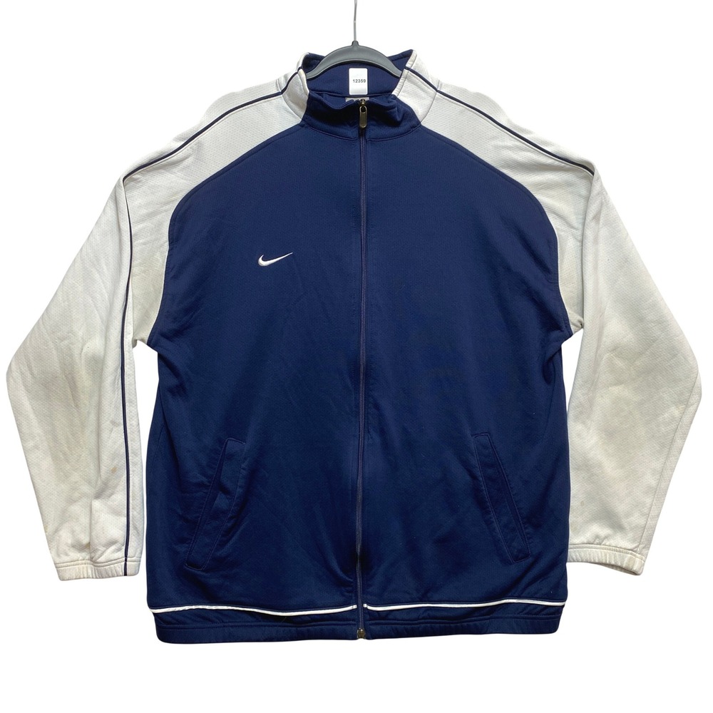 Nike Track Jacket Mens XL Navy Blue Fit Dry Team Full Zip Sportswear 90s